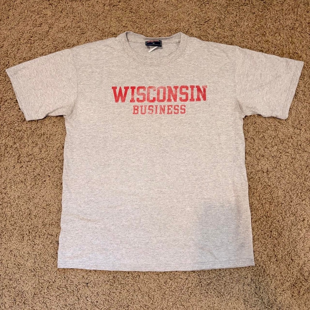 Jansport Wisconsin Business Vintage Tee Grey Mens Size Medium Big 10 College